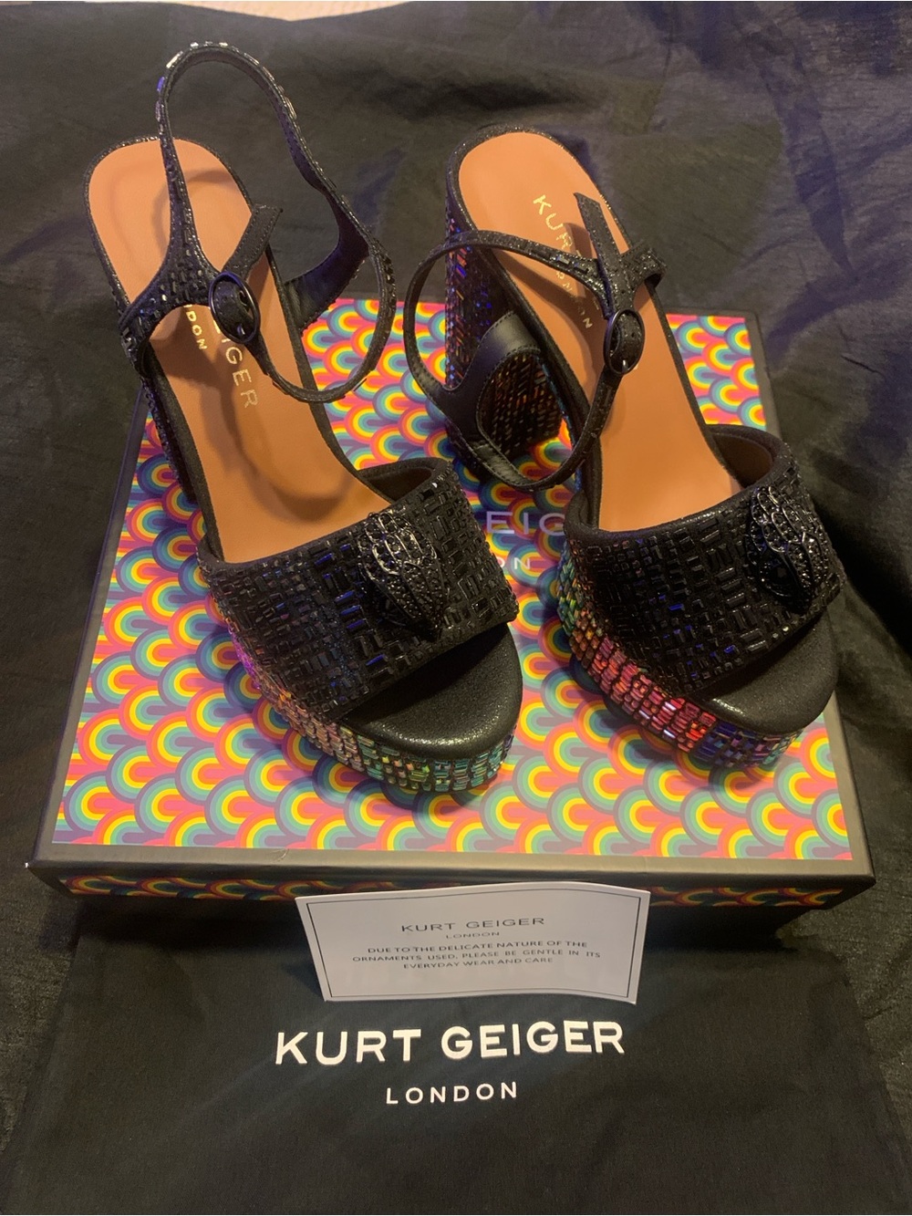 Kurt Geiger Black Textured Slingback Heels